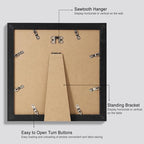 Hongkee 10x10 Picture Frame Set of 4, Made of Glass and Rustic Black Wooden Frame - Display Picture 8x8 with Mat or 10 x 10 Without Mat, 10 by 10 Photo for Wall or Tabletop - Image 3
