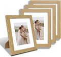 Hongkee 8x10 Picture Frame Set of 4, Made of Real Glass and Natural Oak Wooden Frame, 8 by 10 Photo for Wall or Tabletop - Display Picture 5x7 with Mat or 8x10 Without Mat by Hongkee