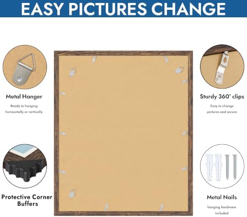 Hongkee 20x24 Picture Frame Set of 4, 20 x 24 Rustic Brown Wood Style - Image 5