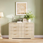 LINSY HOME 8-Drawer Fluted Dresser for Bedroom, Light Oak, Mid Century - Image 5