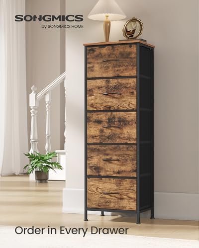 SONGMICS Dresser for Bedroom, Tall Dresser with 5 Fabric Drawers - Image 3