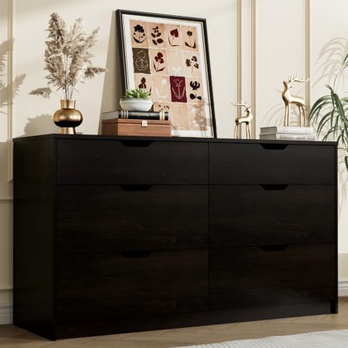 YESHOMY Dresser for Bedroom, 47.2" Modern Wood Chest with 6 Drawers by SearchallYESHOMY
