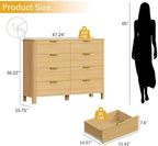 Wodeer 8 Drawer Dresser for Bedroom, 47" Wide Wood Storage Cabinet with Fluted Design, Modern Chest of Drawers & TV Stand for Living Room, Nursery Clothing Organizer with Metal Slides, Anti-Tipping - Image 2