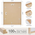 puthiac 11x14 Solid Oak Wood Picture Frames, Natural Oak, 3 Pack - Image 3
