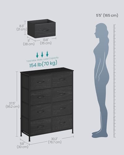 SONGMICS Dresser for Bedroom, Tall Dresser with 8 Fabric Drawers - Image 2