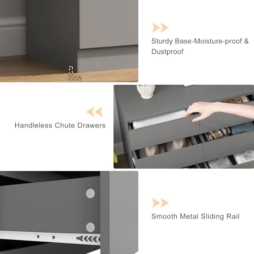 Vibe & Dine Grey Dresser 9 Drawer, 59.1" Long Dresser for Bedroom Free Handle, Modern Wooden Chest of Drawers with Wide Storage for Living Room - Image 6
