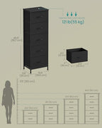 SONGMICS Dresser for Bedroom, Tall Dresser with 5 Fabric Drawers - Image 2