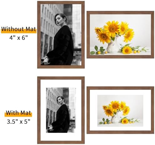 puthiac 4x6 Solid Oak Wood Picture Frames, Walnut, 3 Pack - Image 4