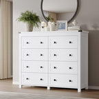 BORNOON Tall 8-Drawer Dresser, Modern Wooden Storage Chest of Drawers, Dresser TV Stand, Wood Drawer Organizer with Metal Handles for Bedroom, Living Room, Hallway by BORNOON