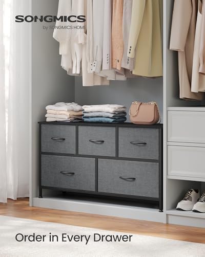 SONGMICS Dresser for Bedroom, Wide Dresser with 5 Fabric Drawers - Image 3