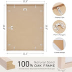 puthiac 12x16 Solid Oak Wood Picture Frames, Natural Oak, 3 Pack - Image 3