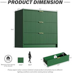 Furniway Green Dresser for Bedroom, Modern Dresser with 3 Drawers and Smooth Slides, Wide Chest of Drawers with Golden Handles for Bedroom, Living Room, Closet, 15.7" D x 31.5" W x 29.6" H - Image 2