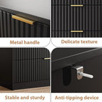 MAISONARIA Black 6 Drawer Dresser for Bedroom, 55" Wide Modern Chest of Drawers with Gold Metal Handles, Fluted Wood TV Stand for Living Room, Hallway - Image 4