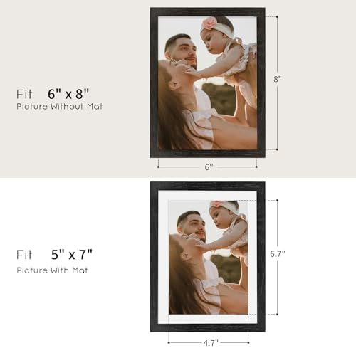 puthiac 6x8 Solid Oak Wood Picture Frames, Black, 3 Pack - Image 4