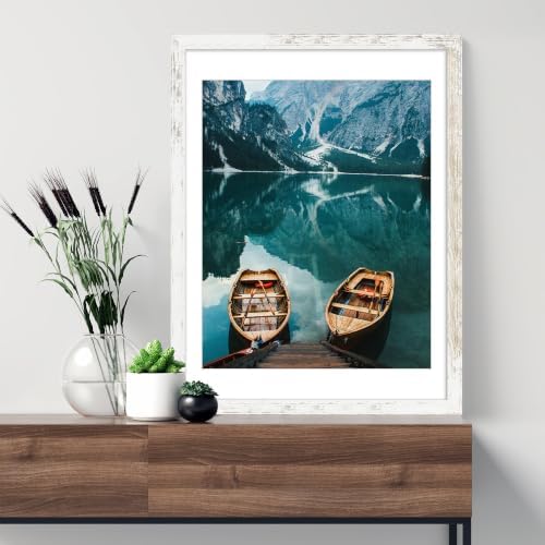 Hongkee 16x20 Frames Set of 4, 16 x 20 Distressed White Wood(Mat 11x14) - Image 2