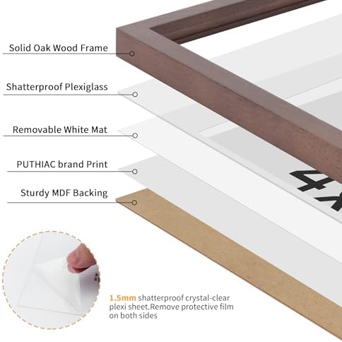 puthiac 4x4 Solid Oak Wood Picture Frame, Walnut, 1 Pack - Image 2