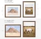 8.5x11 Picture Frame, Solid Oak Wood 8.5by11 Frame with Mat to 6x8 - Image 3