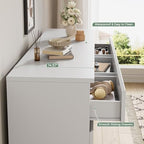Jocoevol Modern 9 Drawer Dresser for Bedroom, Simply Chest of Drawers, Wood Storage Dresser with Deep Drawers for Living Room Hallway Entryway (White) - Image 6