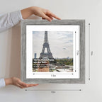 Hongkee 10x10 Picture Frame Set of 4, Made of Glass and Grey Wooden Frame - Display Picture 8x8 with Mat or 10 x 10 Without Mat, 10 by 10 Photo for Wall or Tabletop - Image 2