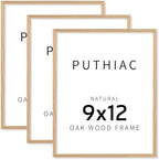 puthiac 9x12 Solid Oak Wood Picture Frames, Natural Oak, 3 Pack by PUTHIAC