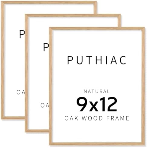 puthiac 9x12 Solid Oak Wood Picture Frames, Natural Oak, 3 Pack by PUTHIAC