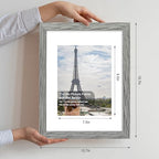 Hongkee 11x14 Picture Frame Set of 4, Made of Real Glass and Grey Wooden Frame, Display 8x10 Pictures with Mat or 11 x 14 Posters without Mat for Wall Mounting, Gallery Photo Frames - Image 2