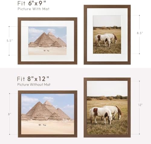 8x12 Picture Frame, Solid Oak Wood 8x12 Photo Frames with Mat to 6x9 - Image 3