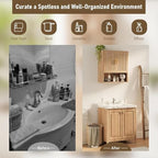 Bathroom Wall Storage Cabinet, Medicine Cabinet with Adjustable Wood Shelf & Doors, Over the Toilet Storage Cabinet Above Toilet Storage for Laundry Room & Living Room Kitchen Storage Islands (Oak) - Image 4