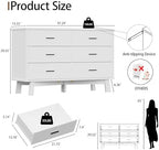 Xixini Dresser for Bedroom, 6 Drawer Wide Modern Chest of Drawers with X-Shaped Sturdy Base, Wood Double Dresser Closet Clothes Storage Organizer, Wooden TV Stand for Living Room, Hallway, White - Image 2