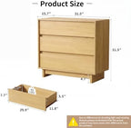 3 Drawer Oak Dresser for Bedroom, 31.5" Wide Mid Century Modern Dresser - Image 2