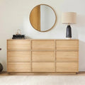 9 Drawer Dresser for Bedroom, 59.1" Wide Double Chest of Drawers with Storage, Wood Dresser TV Stand, Modern Closet Store Organizer for Living Room, Hallway, Nursery, Natural Oak by RYWI11OUSE