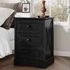 Farmhouse 3 Drawers Dresser for Bedroom,Black Dresser with Charging Station by FFBCFDKFurnitureSet