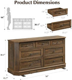 7 Drawers Dresser for Bedroom, 54" Wide Chest of Drawers w/Charging Station - Image 2