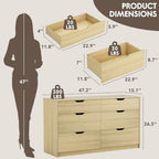 YESHOMY Dresser for Bedroom, 47.2" Modern Wood Chest with 6 Drawers - Image 2