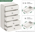 Standifurno White 5 Drawers Dresser, Curved Dresser with Storage Organizer, Modern Drawer of Handleless, Large Chest of Drawers for Living Room, Nursery, Entryway, 29.5’’W - Image 3