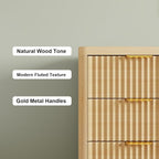 Fluted 9 Drawer Dresser for Bedroom, 59" Horizontal Wide Modern Low Profile Chest of Drawers with Metal Handle & Storage, Long Wooden Dresser TV Stand for Living Room & Closet, Natural Oak Dresser - Image 6