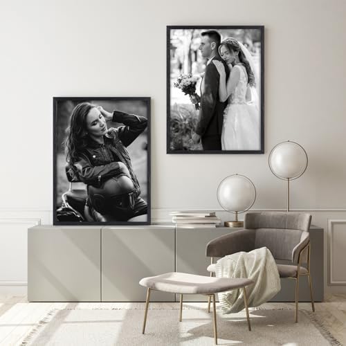 puthiac 24x36 Solid Oak Wood Picture Frame, Black, 1 Pack - Image 4