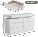 Gyfimoie 6 Drawer Dresser with Power Outlet, Dresser with LED Light - Image 2