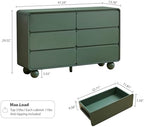 AVZEAR Modern 6 Drawer Green Dresser for Kids Bedroom, 48" Wide Wooden Dresser Chest of Drawers, Handle Free & Curved Profile Design, Mid Century Closet Clothes Storage Organizer for Living Room - Image 2