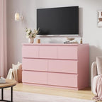 Modern 7 Drawer Dresser for Bedroom,Pink Wood Chest of Drawers,Closet Clothes Storage Organizer with Deep Drawers for Living Room Hallway Entryway,Nursery (15.3" D x 47.2" W x 32.3" H) - Image 3