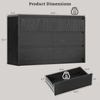 LYNSOM Black Fluted 6 Drawer Dresser for Bedroom, Curved Edge, 50" Wide - Image 2