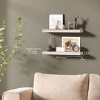 Ballucci Floating Shelves for Wall, 24" Wood Wall Shelf Set of 2, with Invisible Brackets for Bathroom, Living Room, Bedroom, Kitchen, Nursery, 8" Deep, Rustic Gray - Image 3