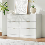 MALOL 6 Drawer Fluted Dresser for Bedroom, Modern Wooden Chest of Drawers, Wide Storage Cabinet with Smooth Silent Slides, Anti-Tip, 47" Storage Organizer for Bedroom Living Room, White - Image 3