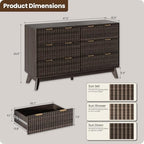 47" Wide Fluted 6 Drawers Dresser for Bedroom,Curved Edge,Walnut - Image 2