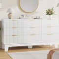 9 Drawer Dresser for Bedroom, 59" Wide Fluted Chest of Drawers, White by Garvee