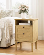 Nightstand, Boho Night Stand with 1 Drawers, Modern Side Accent Table with Open Shelf, Wooden Top Bedside End Table for Bedroom, Living Room, Yellow Oak - Image 4