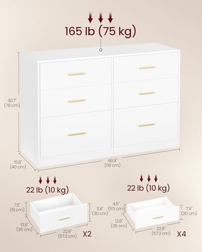 VASAGLE 6-Drawer Dresser, Chest of Drawers, 46.9 x 15.8 x 30.7 Inches - Image 3