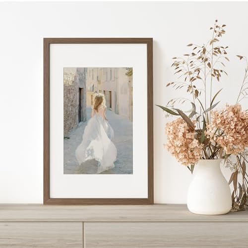 11x17 Picture Frame, Solid Oak Wood 11x17 Poster Frame with Mat to 8x12 - Image 6