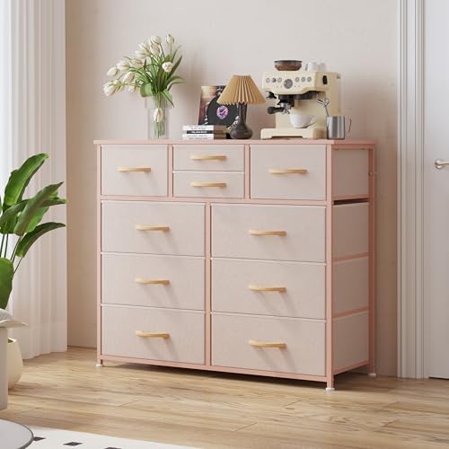 LUMTOK 10 Drawers Dresser with Fabric Bins for Bedroom,Closets，Dark Gray - Image 2