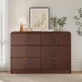 FURSUN Fluted 6 Drawers Dresser for Bedroom, 54" Wide Wooden Dresser with Metal Handle, Curved Profile Design, Modern Storage Organizer for Bedroom, Living Room, Hallway, Dark Walnut by FURSUN